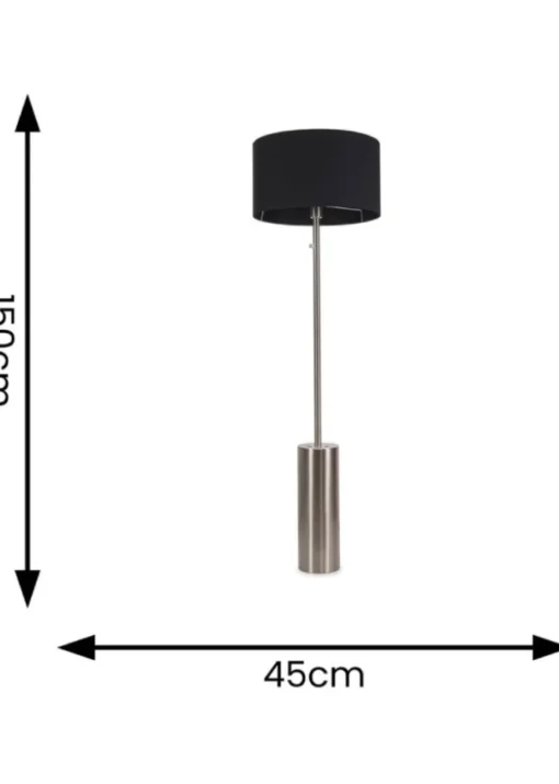 ValueLights Lexy Dimmable Plated Silver Floor Lamp with Large Drum Shade