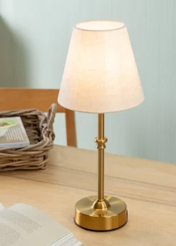 ValueLights Lowe Antique Brass LED Rechargeable Portable Table Lamp Light