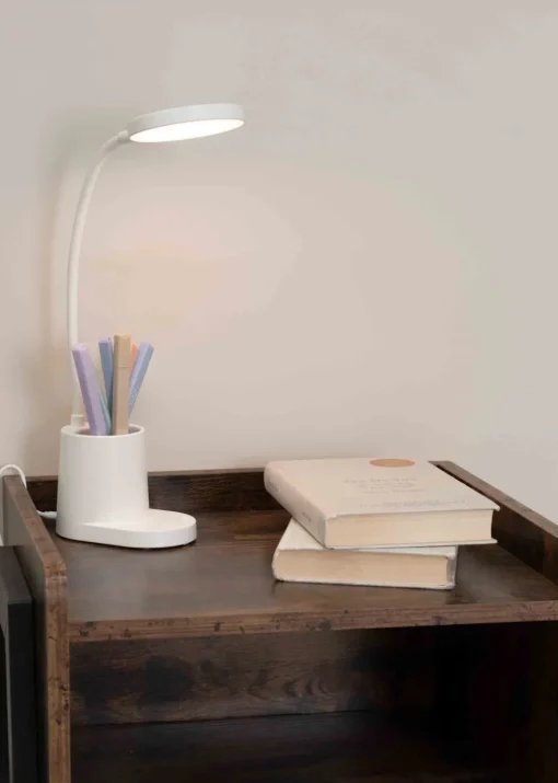 ValueLights Marco Dimmable Matte White Adjustable Table Lamp Integrated LED (47cm x 12.8cm x 9.8cm)