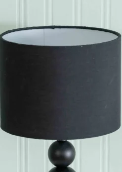 ValueLights Marissa  Black Table Lamp with Black Drum Shade (36cm x 17cm x 17cm)