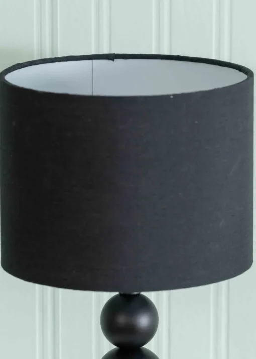 ValueLights Marissa  Black Table Lamp with Black Drum Shade (36cm x 17cm x 17cm)
