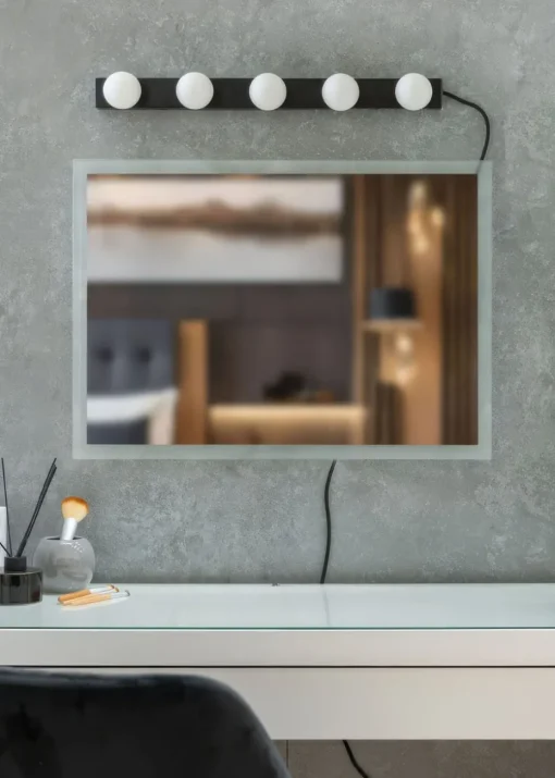 ValueLights Matt Black Hollywood Plug In Wall Light (8.5cm x 57.7cm x 6cm)