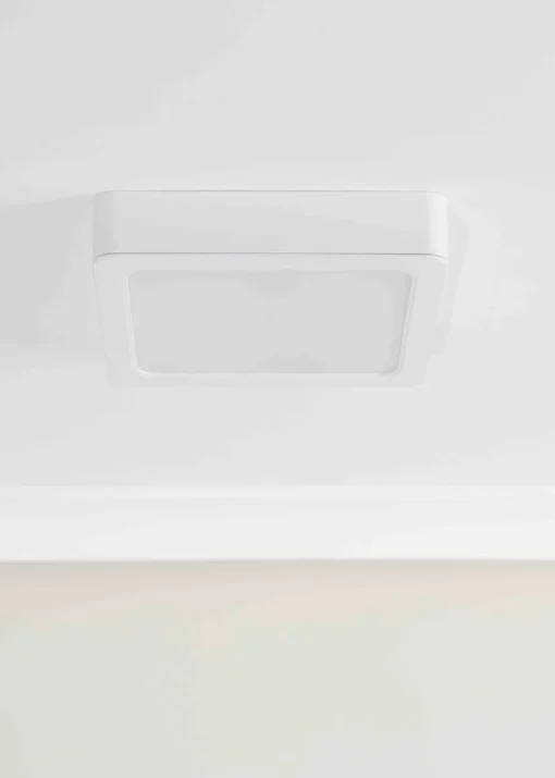 ValueLights Matte White Flush Light with White Square Shade Integrated LED
