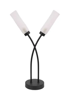 ValueLights Maya  Black Table Lamp with White Drum Shade