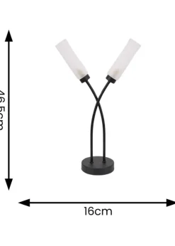 ValueLights Maya Black Table Lamp with White Drum Shade