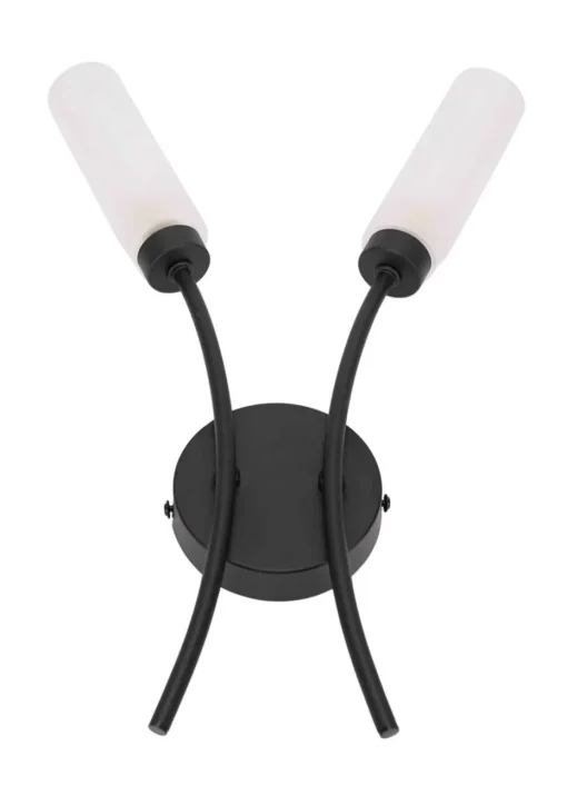 ValueLights Maya  Black Wall Light with White Drum Shade (42cm x 27cm x 5.5cm)