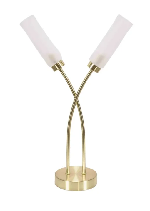 ValueLights Maya Gold Table Lamp with White Drum Shade