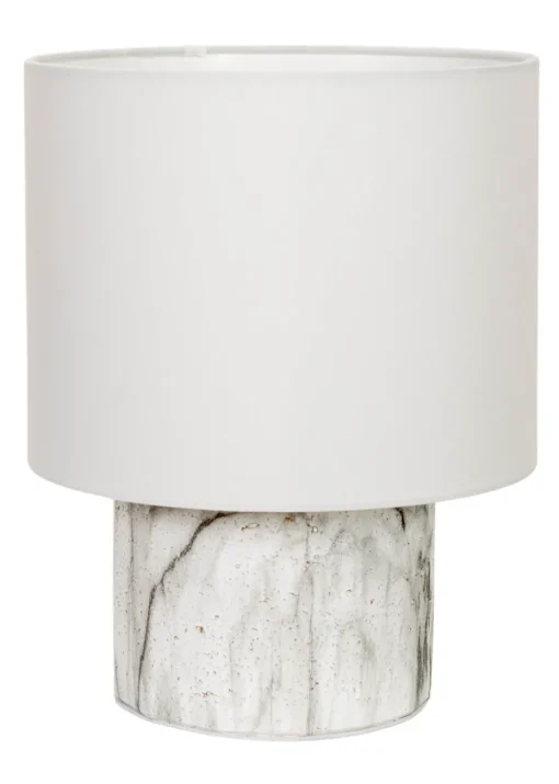 ValueLights Melanie White Marble Effect Table Lamp with White Linen Lamp Shade