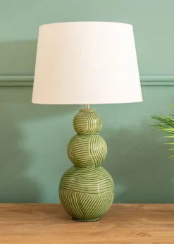 ValueLights Mia Green Ceramic Table Lamp