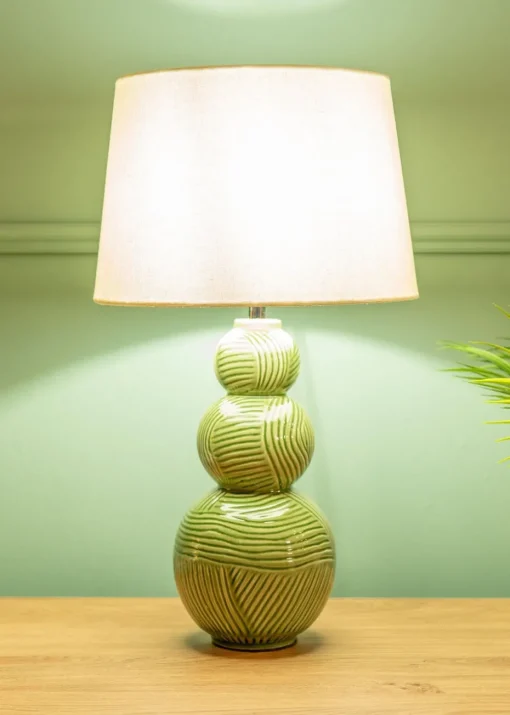 ValueLights Mia Green Ceramic Table Lamp