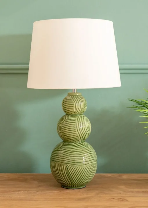 ValueLights Mia Green Ceramic Table Lamp