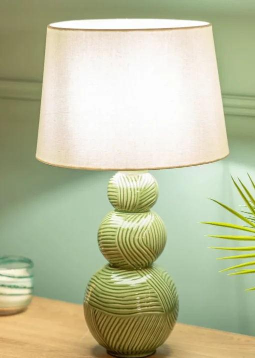 ValueLights Mia Green Ceramic Table Lamp