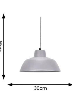 ValueLights Morris Matte Grey Pendant Light with Grey Dome Shade