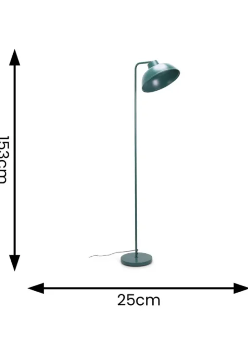 ValueLights Morris Matte Teal Floor Lamp with Teal Dome Shade