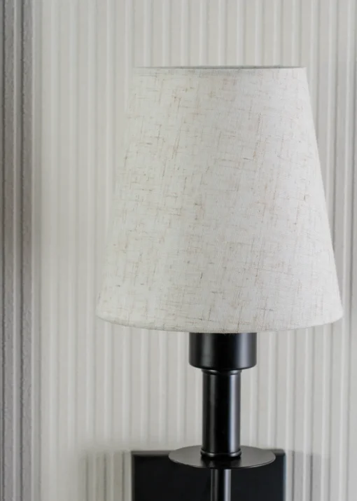 ValueLights Pair of Dimmable Black Wall Lights with Cream Shades Integrated LED (58cm x 19cm x 19cm)