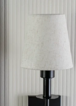 ValueLights Pair of Dimmable Black Wall Lights with Cream Shades Integrated LED (58cm x 19cm x 19cm)