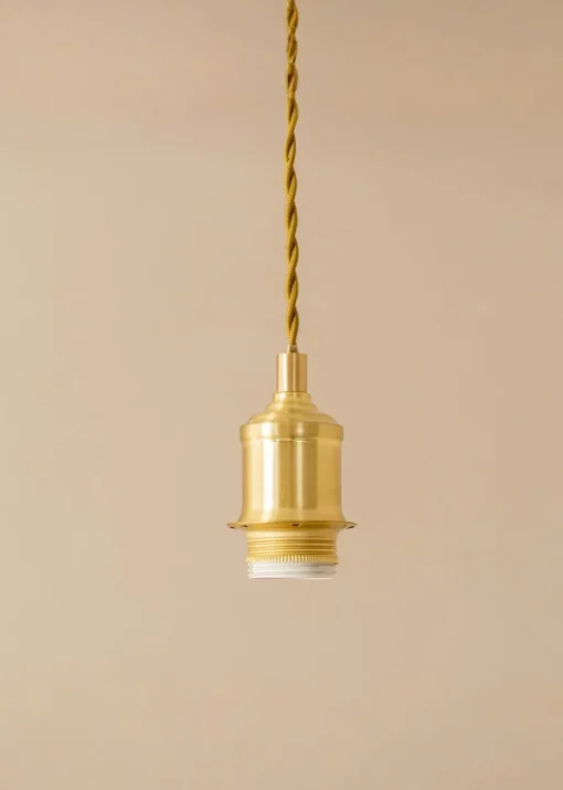 ValueLights Reni Natural & Gold Drum Shade 3 Drop Bar Diner Ceiling Light