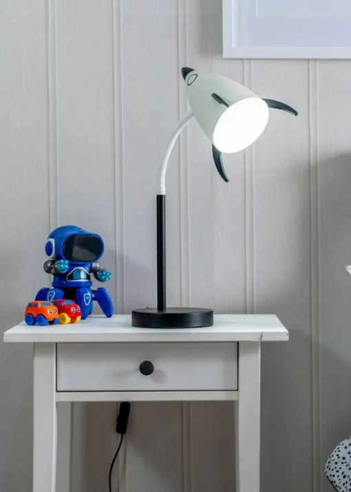 ValueLights Rocket Blue Table Lamp with Tapered Shade