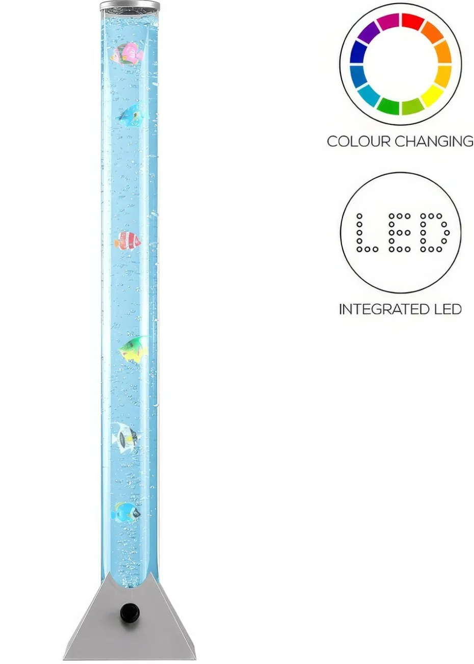 ValueLights Silver LED Colour Changing Bubble Lamp 6 Fish (90.5cm x 18cm x 18cm)