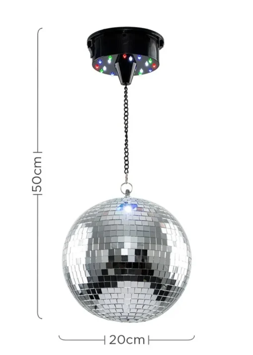 ValueLights Silver Rotating Disco Mirror Ball Ceiling Light (50cm x 20cm)
