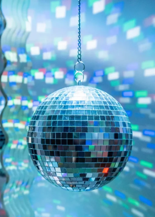 ValueLights Silver Rotating Disco Mirror Ball Ceiling Light (50cm x 20cm)