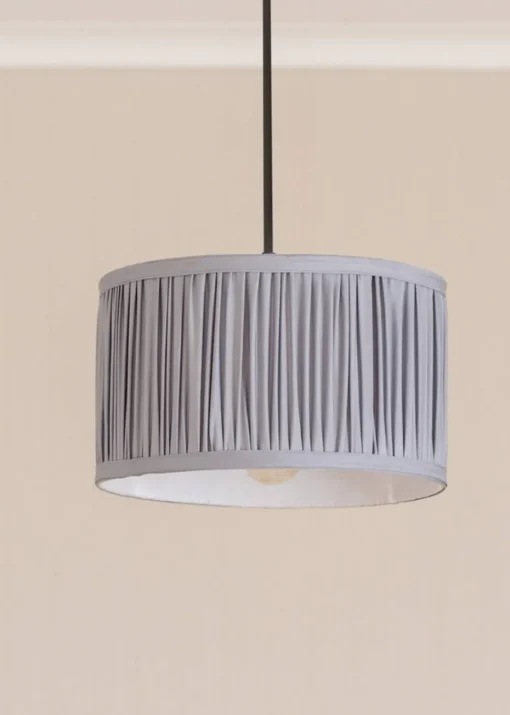 ValueLights Small Jess Fabric Faux Silk Blue Drum Ceiling Pendant Shade