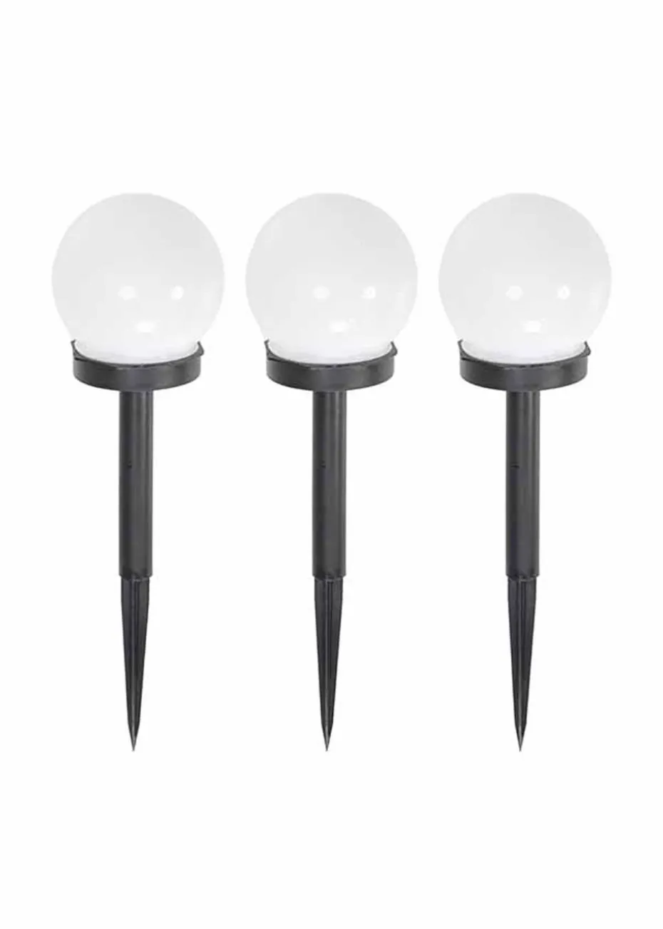 ValueLights Solar 3 Pack Black Spike Lights With Integrated Globe LED's