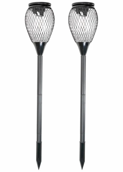 ValueLights Solar 2 Pack Black Cage Spike Lights With Integrated LED's