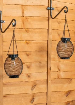 ValueLights Solar 2 Pack Black Mesh Lanterns With Integrated LED's  (38.5cm x 13.8cm x 13.8cm)