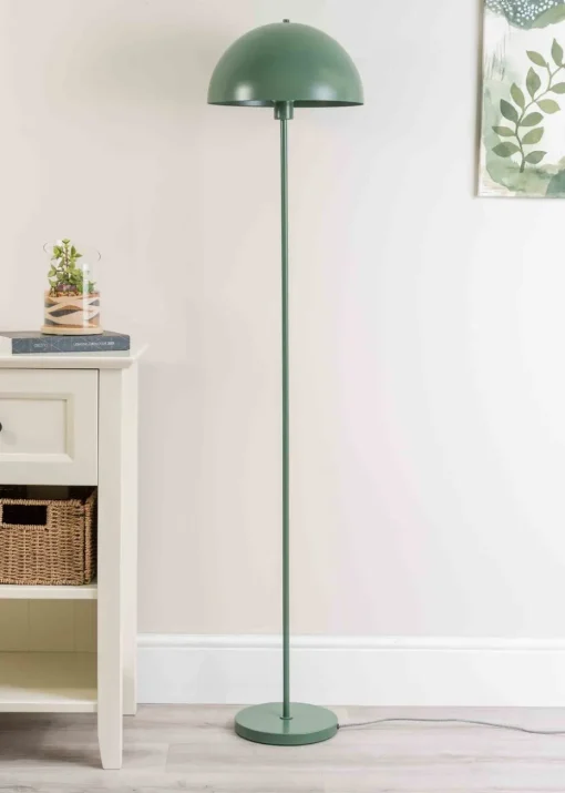 ValueLights Stassi Matte Green Floor Lamp with Green Dome Shade