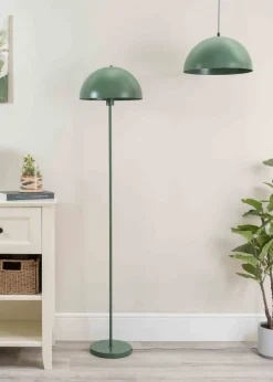 ValueLights Stassi Matte Green Floor Lamp with Green Dome Shade