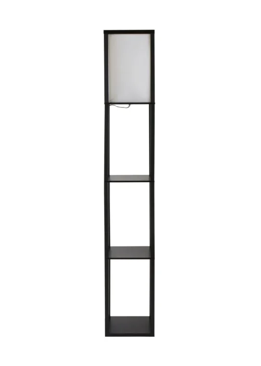 ValueLights Struttura Black Wooden Shelves Floor Lamp (159cm x 26cm x 26cm)