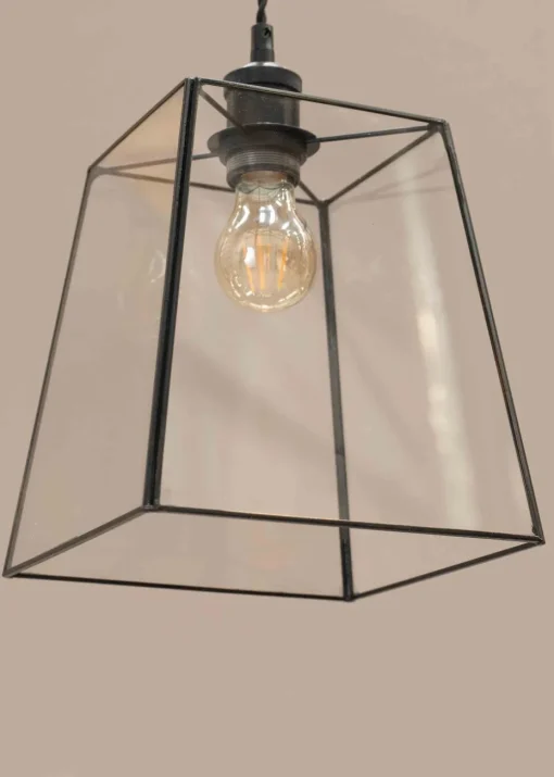 ValueLights Susie Glass Clear White Square Ceiling Pendant Shade (19cm x 18cm x 18cm)