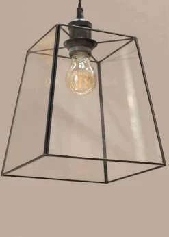ValueLights Susie Glass Clear White Square Ceiling Pendant Shade (19cm x 18cm x 18cm)