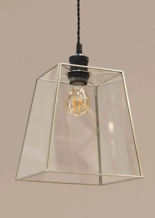 ValueLights Susie Glass Clear White Square Ceiling Pendant Shade (19cm x 18cm x 18cm)