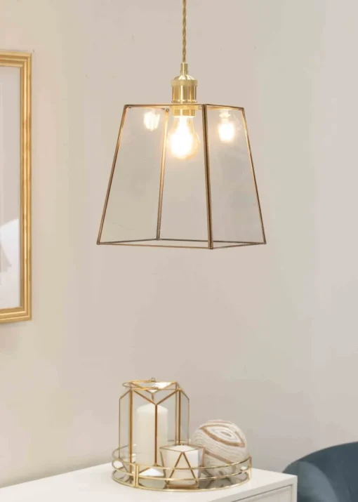 ValueLights Susie Glass Clear White Square Ceiling Pendant Shade (19cm x 18cm x 18cm)