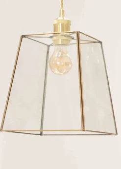 ValueLights Susie Glass Clear White Square Ceiling Pendant Shade (19cm x 18cm x 18cm)