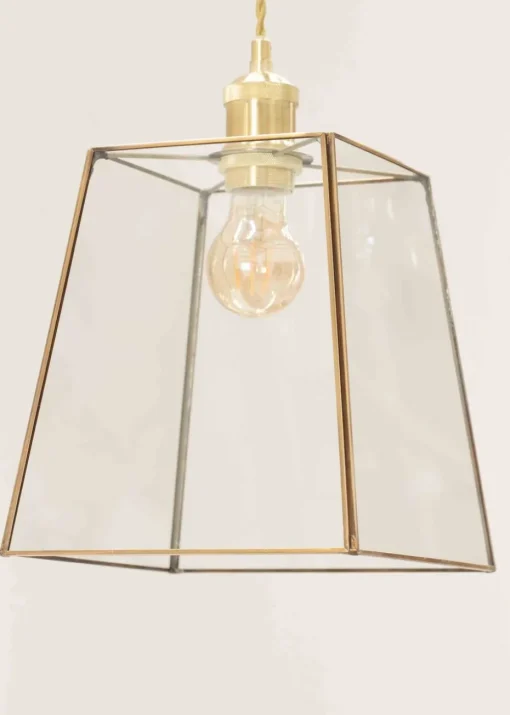 ValueLights Susie Glass Clear White Square Ceiling Pendant Shade (19cm x 18cm x 18cm)
