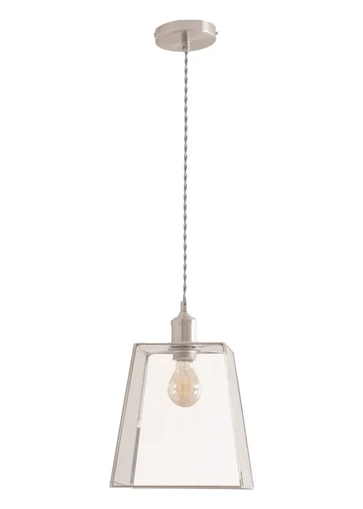 ValueLights Susie Glass Lantern Lamp Shade Brushed Chrome Single Ceiling Pendant Light