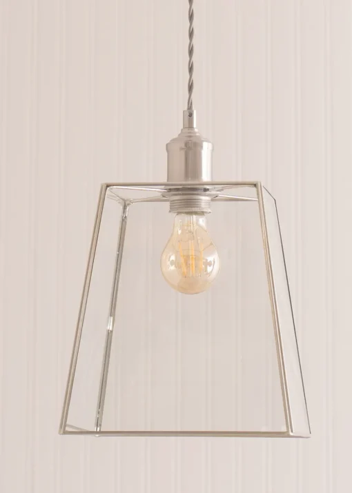 ValueLights Susie Glass Lantern Lamp Shade Brushed Chrome Single Ceiling Pendant Light