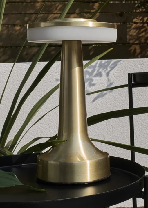ValueLights Talance Antique Brass LED Rechargeable Dimmable Touch Table Lamp