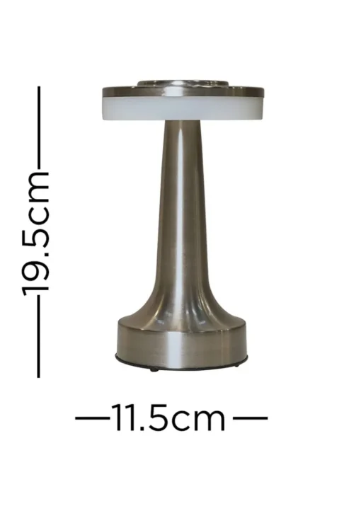 ValueLights Talance Brushed Chrome LED Rechargeable Dimmable Touch Table Lamp