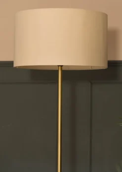 ValueLights Tavel Brushed Gold Floor Lamp Natural Shade (132.5cm x 14cm x 35cm)