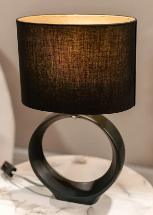 ValueLights Tia Black Ceramic Table Lamp (41cm x 24.5cm x 15.5cm)