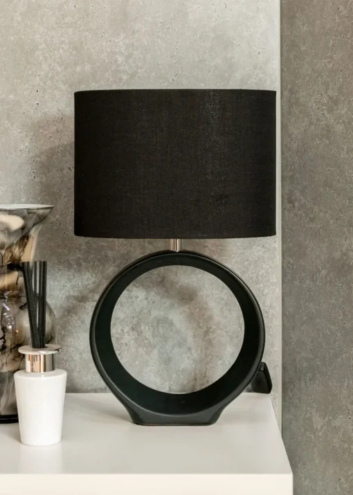ValueLights Tia Black Ceramic Table Lamp (41cm x 24.5cm x 15.5cm)