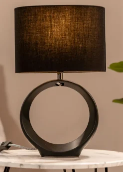 ValueLights Tia Black Ceramic Table Lamp (41cm x 24.5cm x 15.5cm)