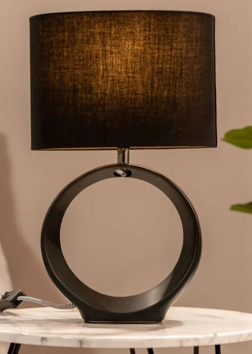 ValueLights Tia Black Ceramic Table Lamp (41cm x 24.5cm x 15.5cm)