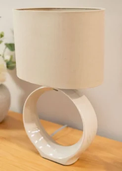 ValueLights Tia Natural Ceramic Table Lamp (41cm x 24.5cm x 15.5cm)