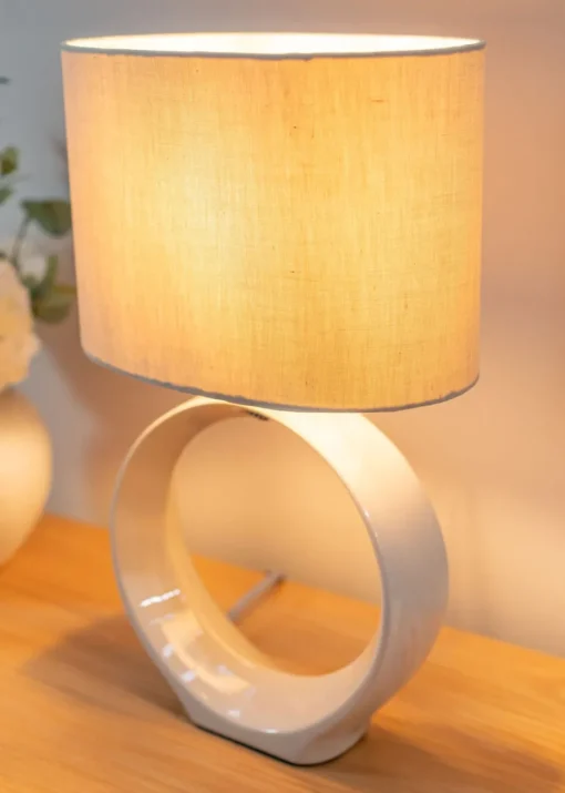 ValueLights Tia Natural Ceramic Table Lamp (41cm x 24.5cm x 15.5cm)