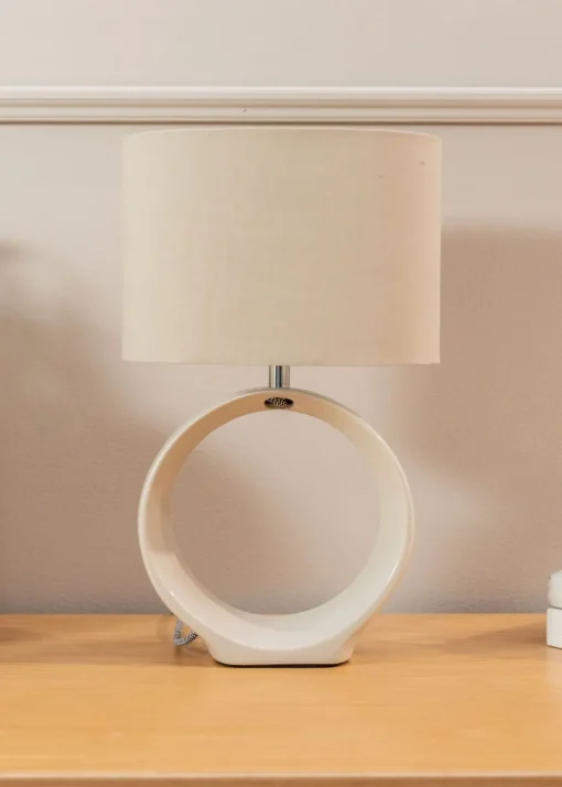 ValueLights Tia Natural Ceramic Table Lamp (41cm x 24.5cm x 15.5cm)